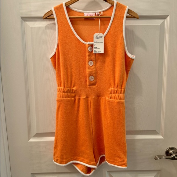 Hammies Terry Romper in Orange - Picture 3 of 11